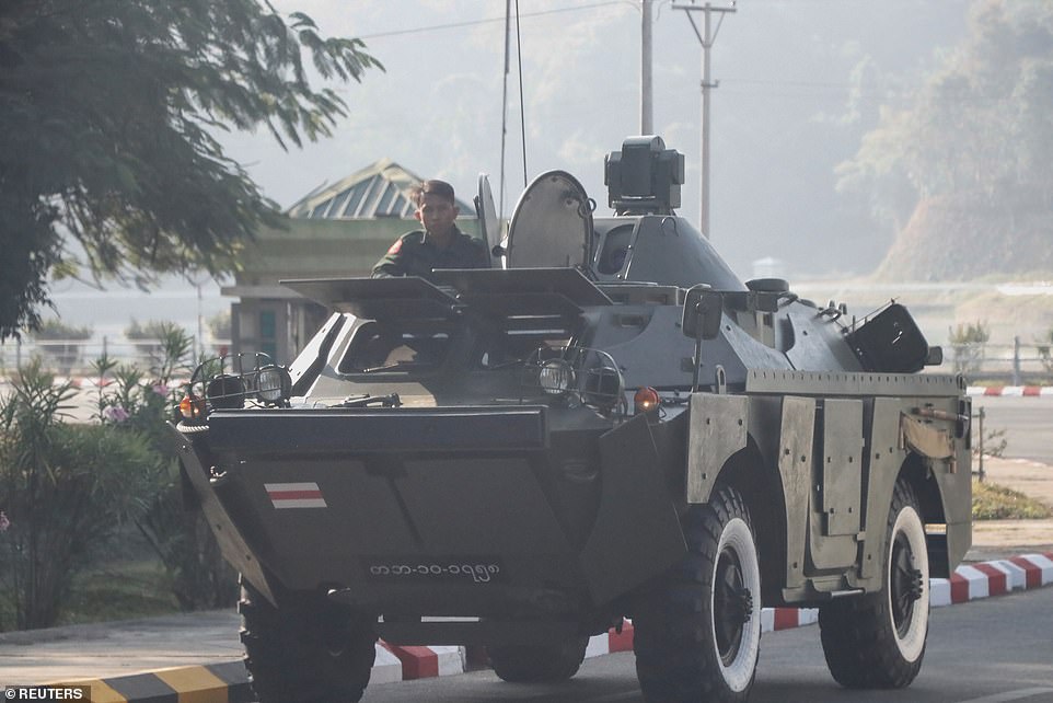 38723580 9208165 An armoured personnel carrier sits on the streets of Naypyitaw o a 29 1612168784319
