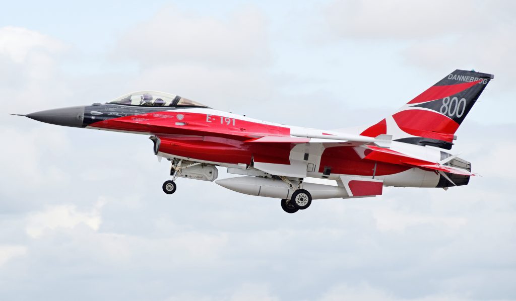 F 16AM of the Royal Danish Air Force arrives 2019 RIAT Fairford 18July2019 arp